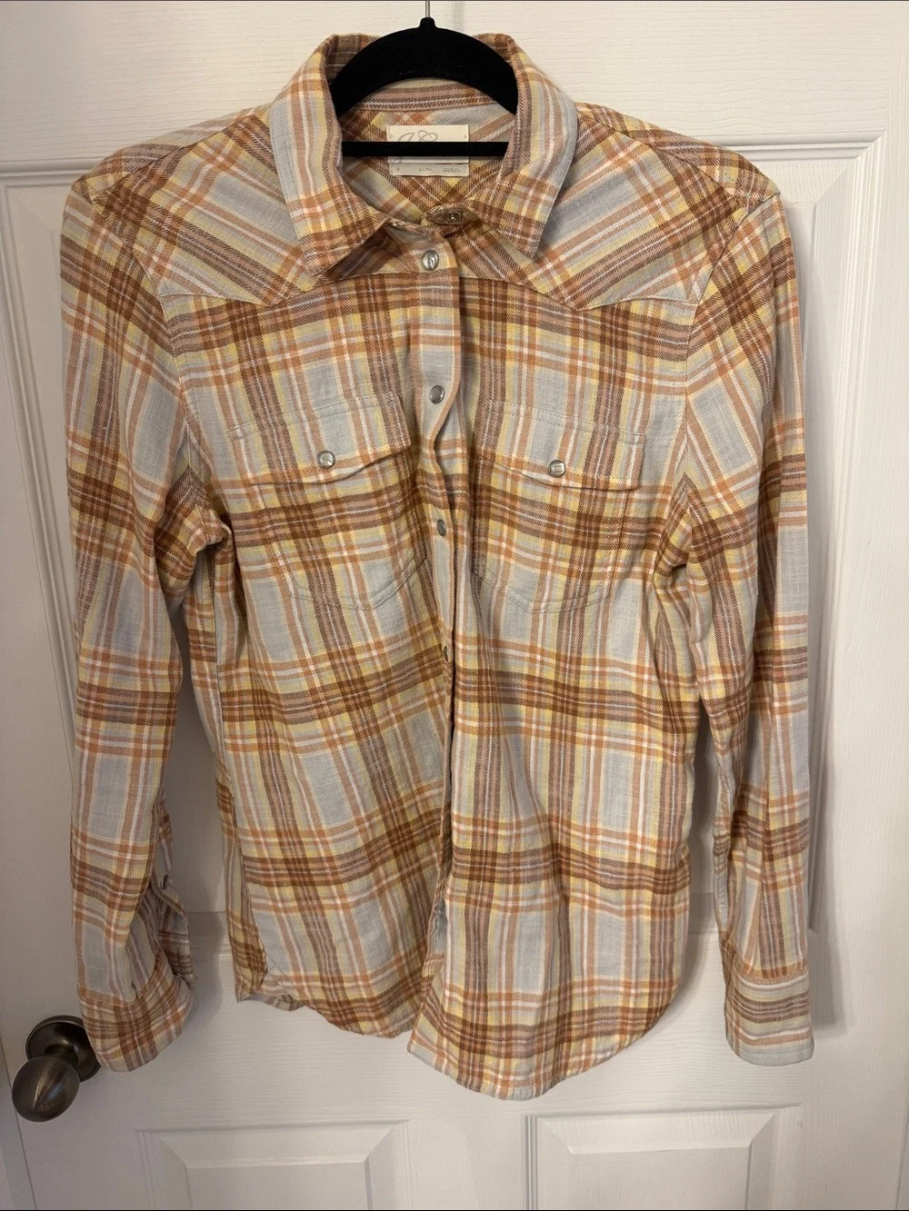 J. Crew Slim-fit western button front shirt in golden hour tartan flannel size 4